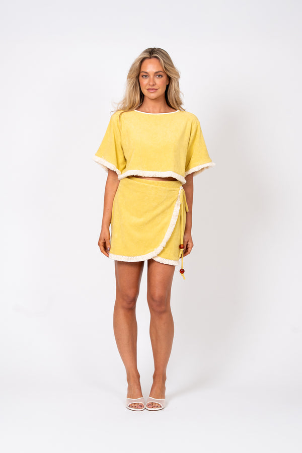 Le Club Terry Wrap Skirt – Lemon/Cream