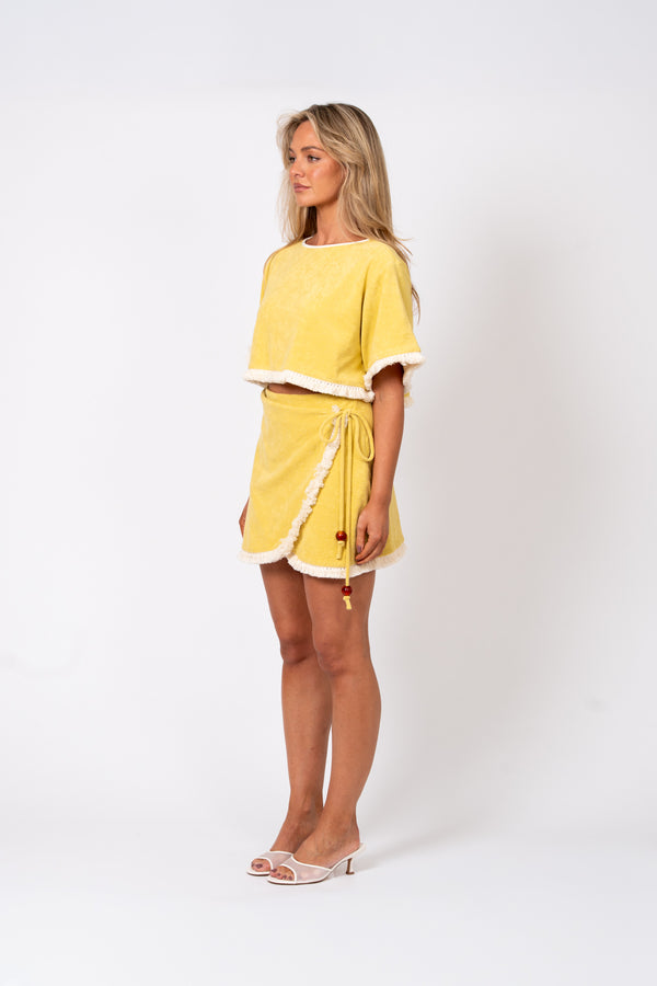 Le Club Terry Wrap Skirt – Lemon/Cream