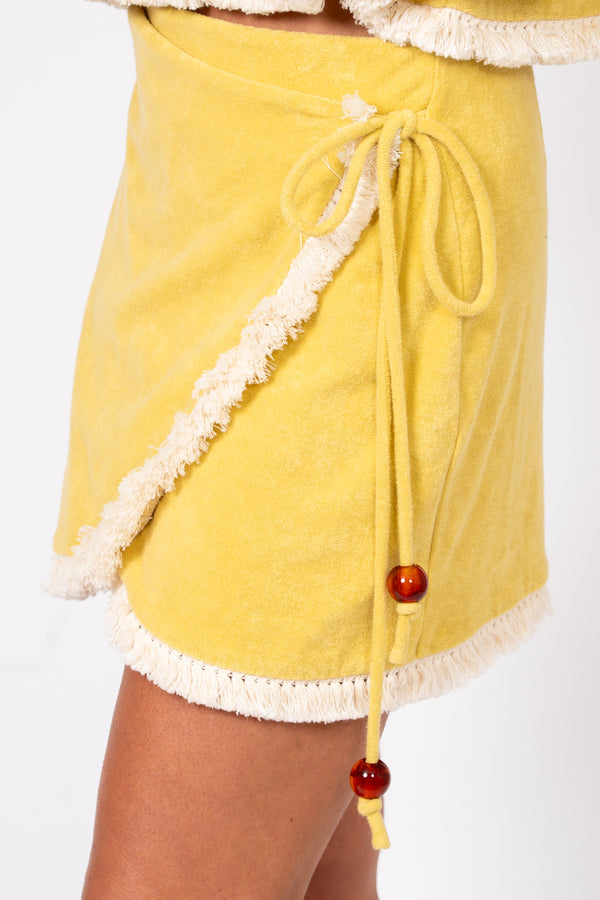 Le Club Terry Wrap Skirt – Lemon/Cream