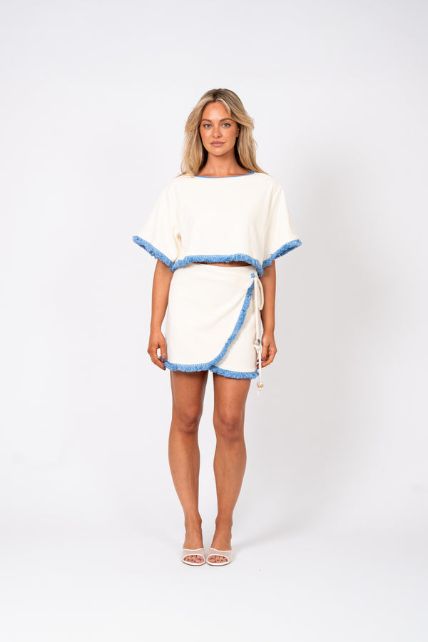 Le Club Terry Top – Cream/Aqua