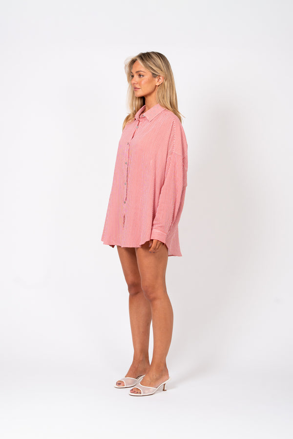 Olive Shirt – Red Stripe