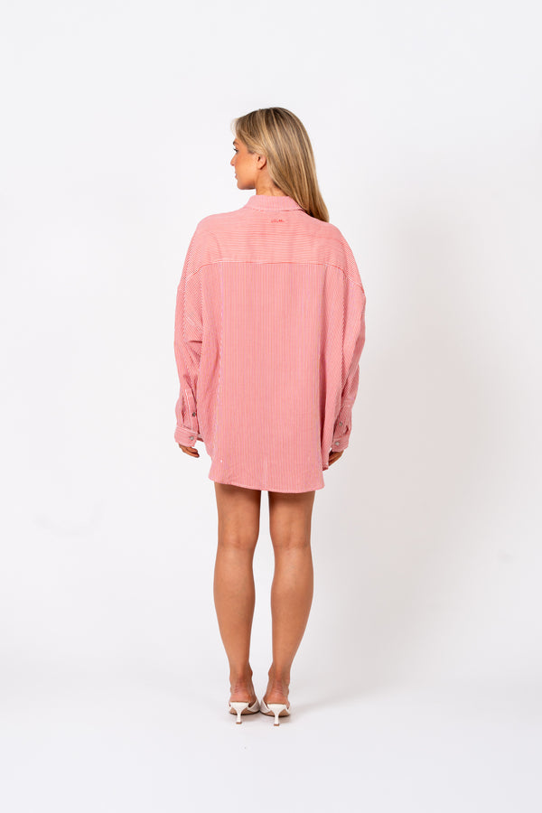 Olive Shirt – Red Stripe