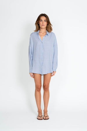 ELLOTTI Olive Shirt Blue Stripe