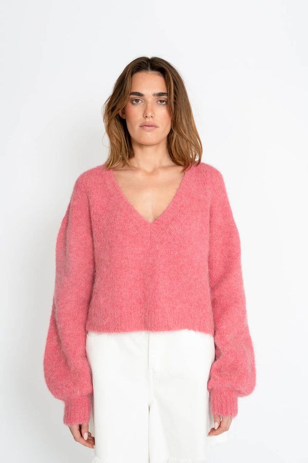 Ellotti Pink V Neck Knit