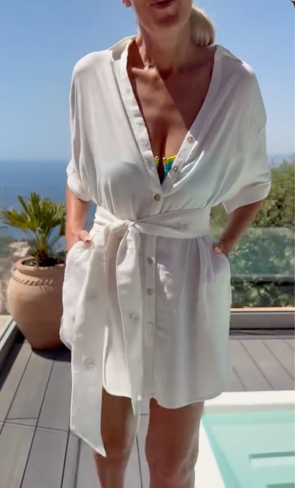 Una white beach cover up dress