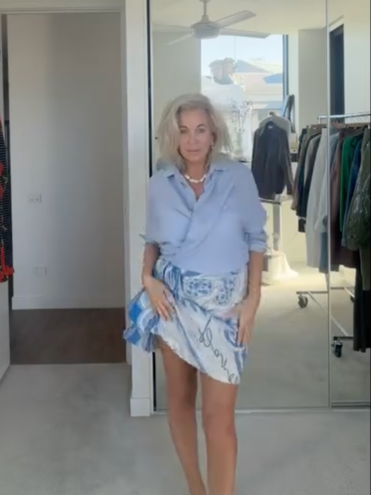 oversized olive shirt blue stripe